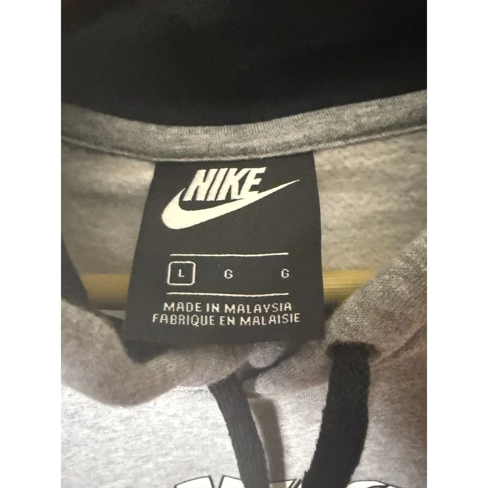 Nike Hoodie‎ Pullover Fleece Sweatshirt Swoosh Logo Graphic Mens L Gray